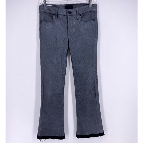 💥2026 SALE 💥💥NWOT RtA Authentic Lamb Leather Metallic Cropped Pants Jeans sz 26 - Picture 5 of 7